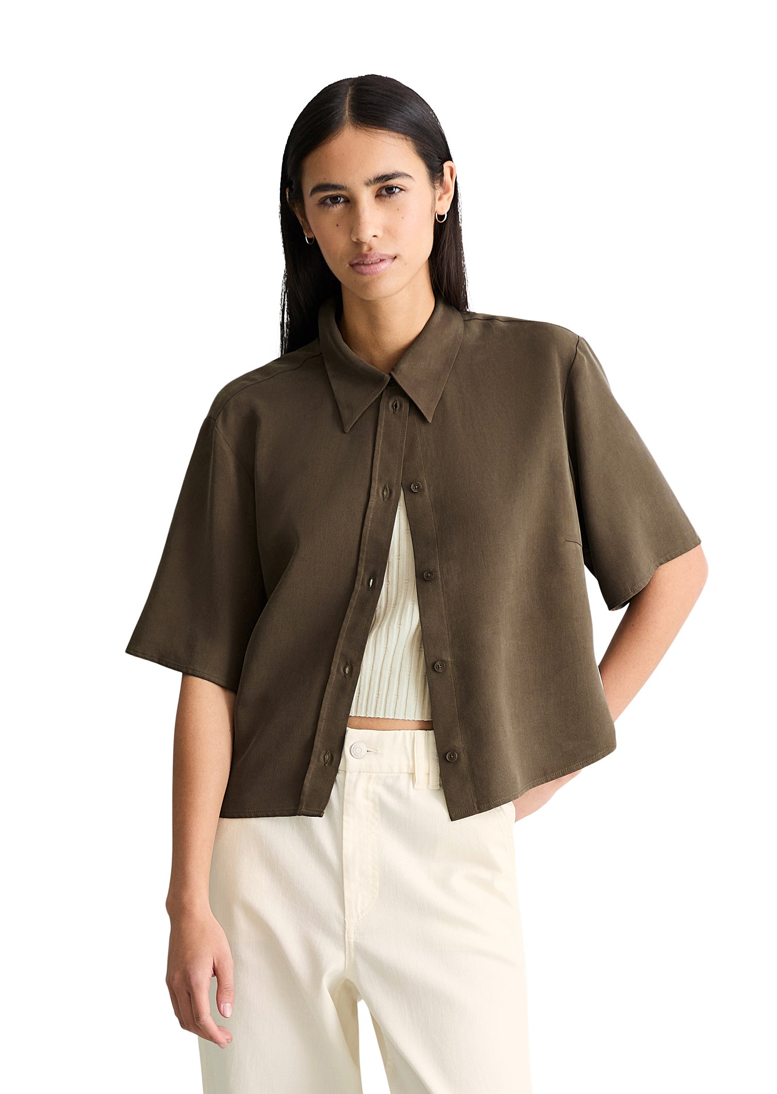 Bluse aus Lyocell - 1386-Hazelnut Brown - Braun