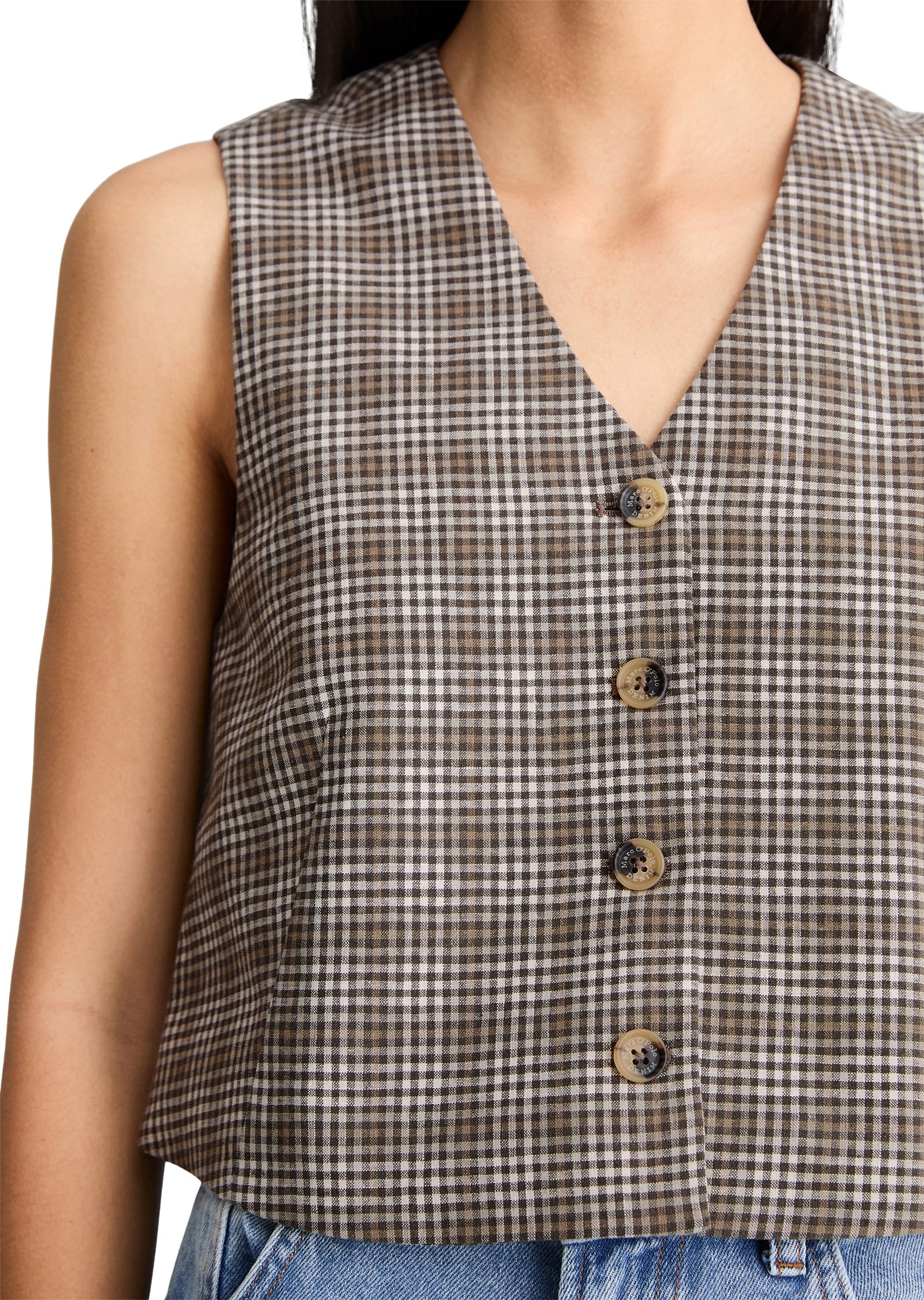 Weste Regular Fit - 1543-Dark Brown_Multi_01 - Braun