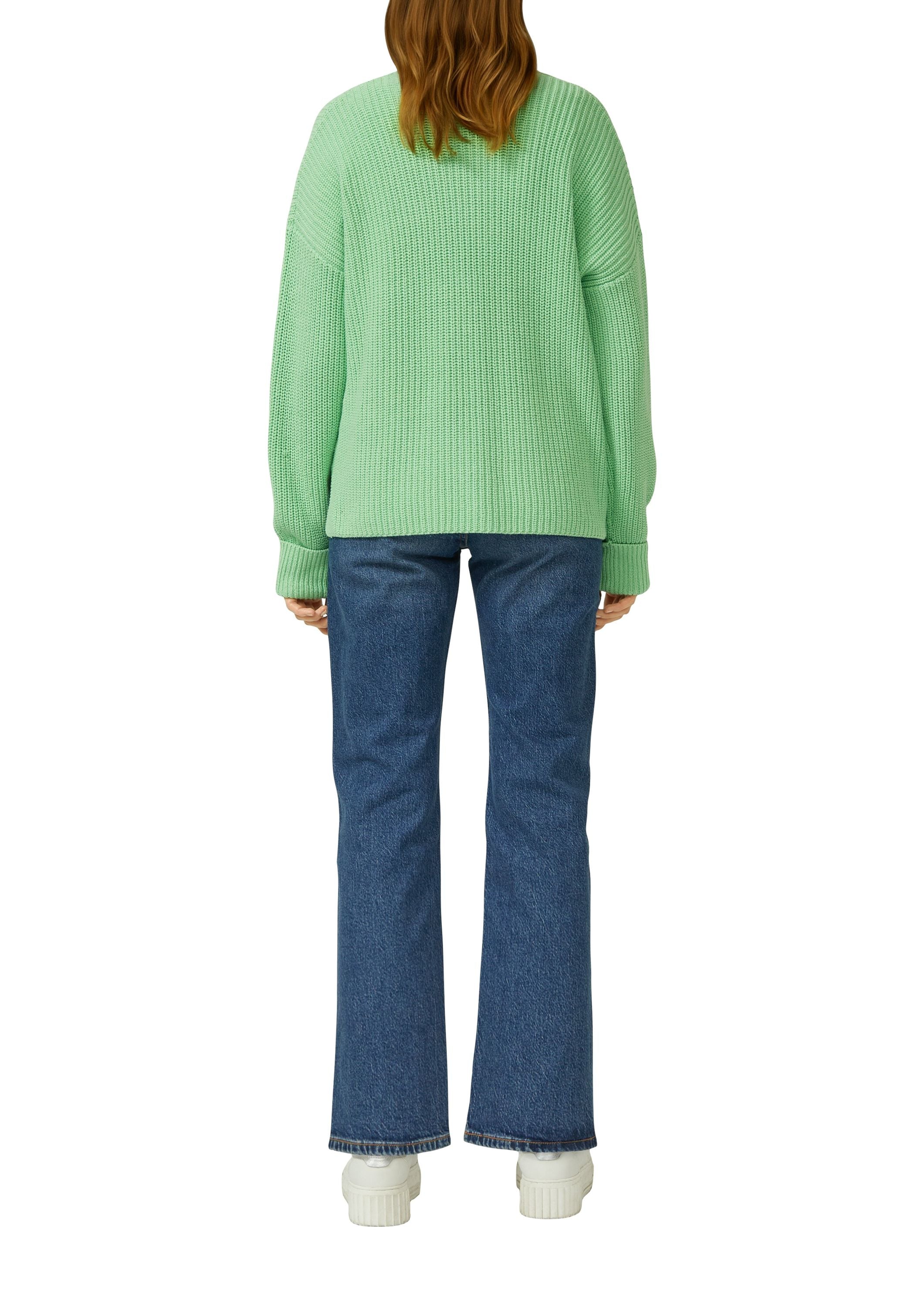 Strickpullover mit V-Ausschnitt im Relaxed Fit - 7269-GREEN - Grün