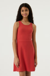 Freizeitkleid Mini aus Rippstrick - 6704-baked apple - Rot