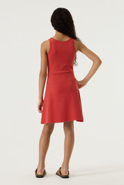 Freizeitkleid Mini aus Rippstrick - 6704-baked apple - Rot