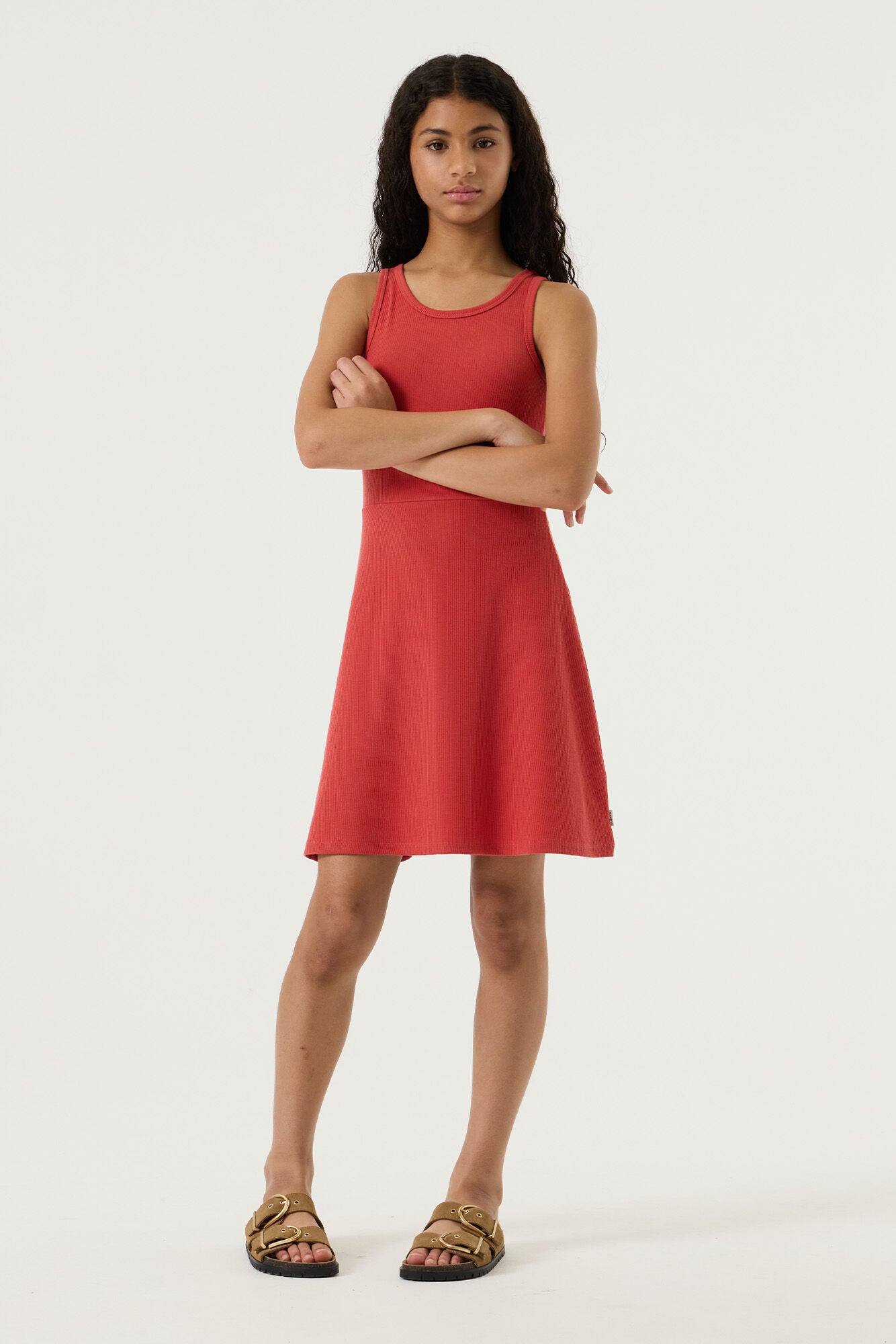 Freizeitkleid Mini aus Rippstrick - 6704-baked apple - Rot
