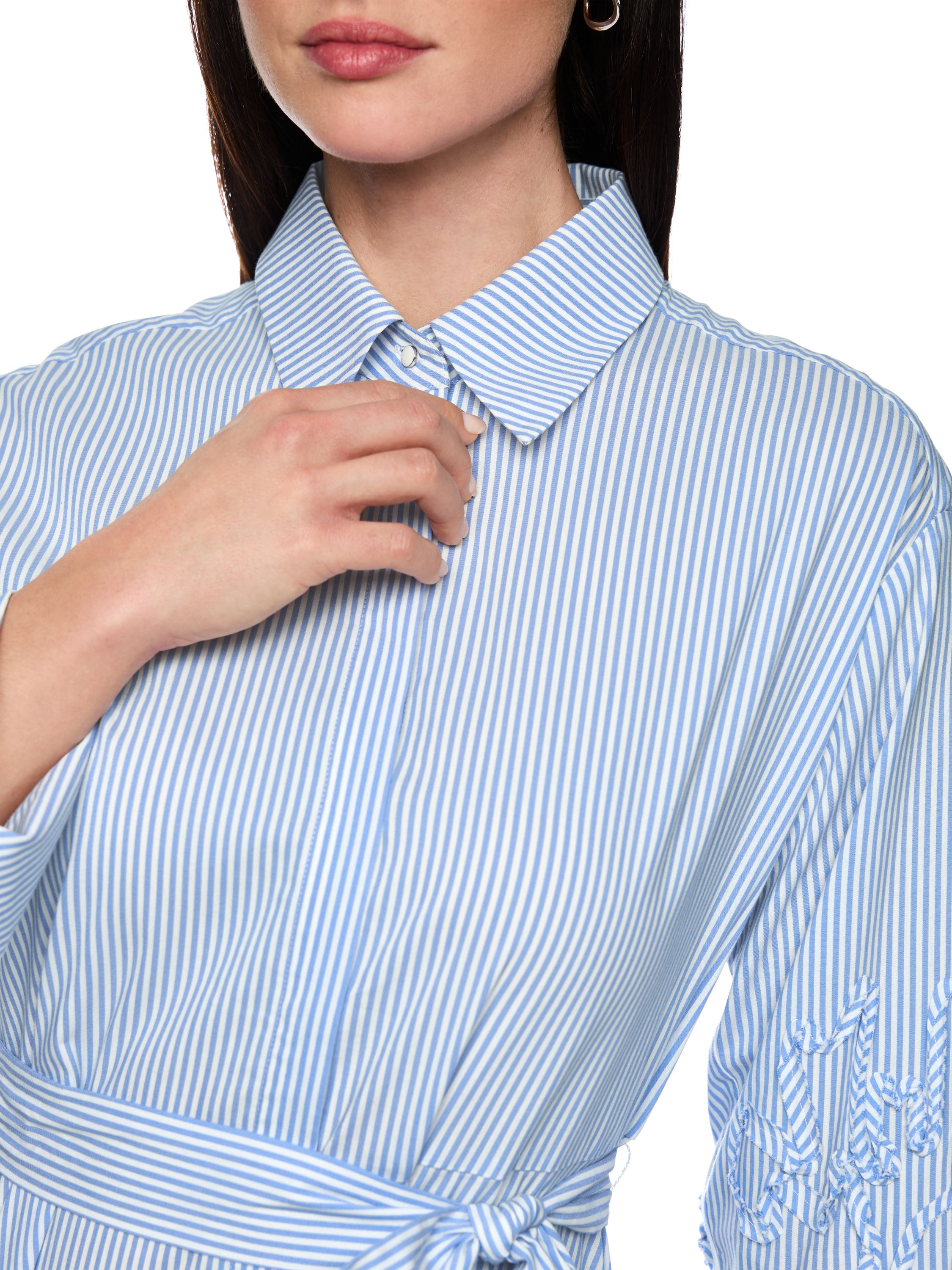 Hemdblusenkleid Midi mit Stickerei - 319 - Blau