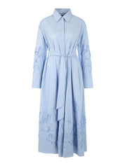 Hemdblusenkleid Midi mit Stickerei - 319 - Blau