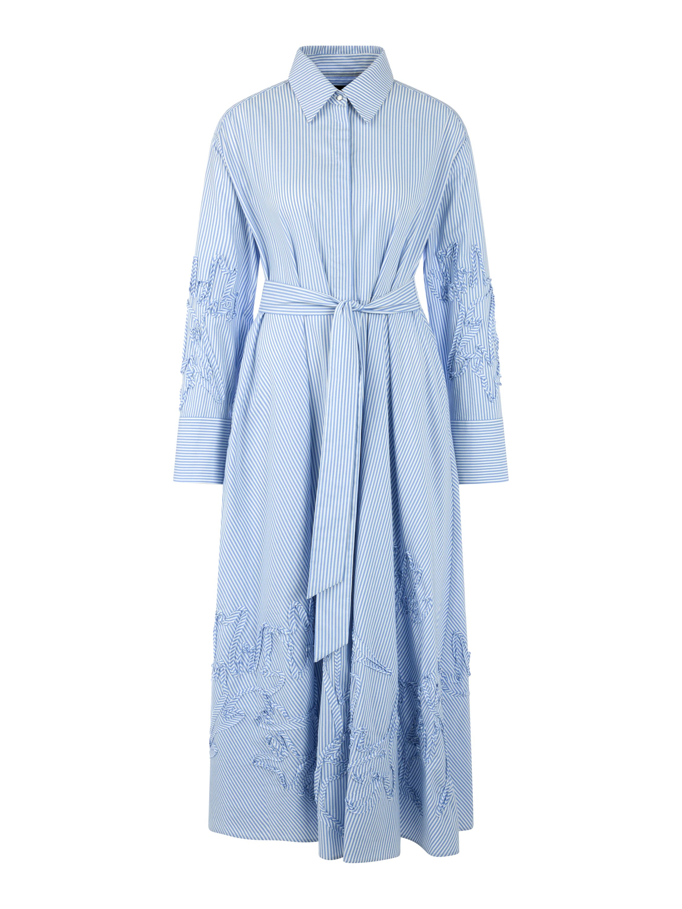 Hemdblusenkleid Midi mit Stickerei - 319 - Blau