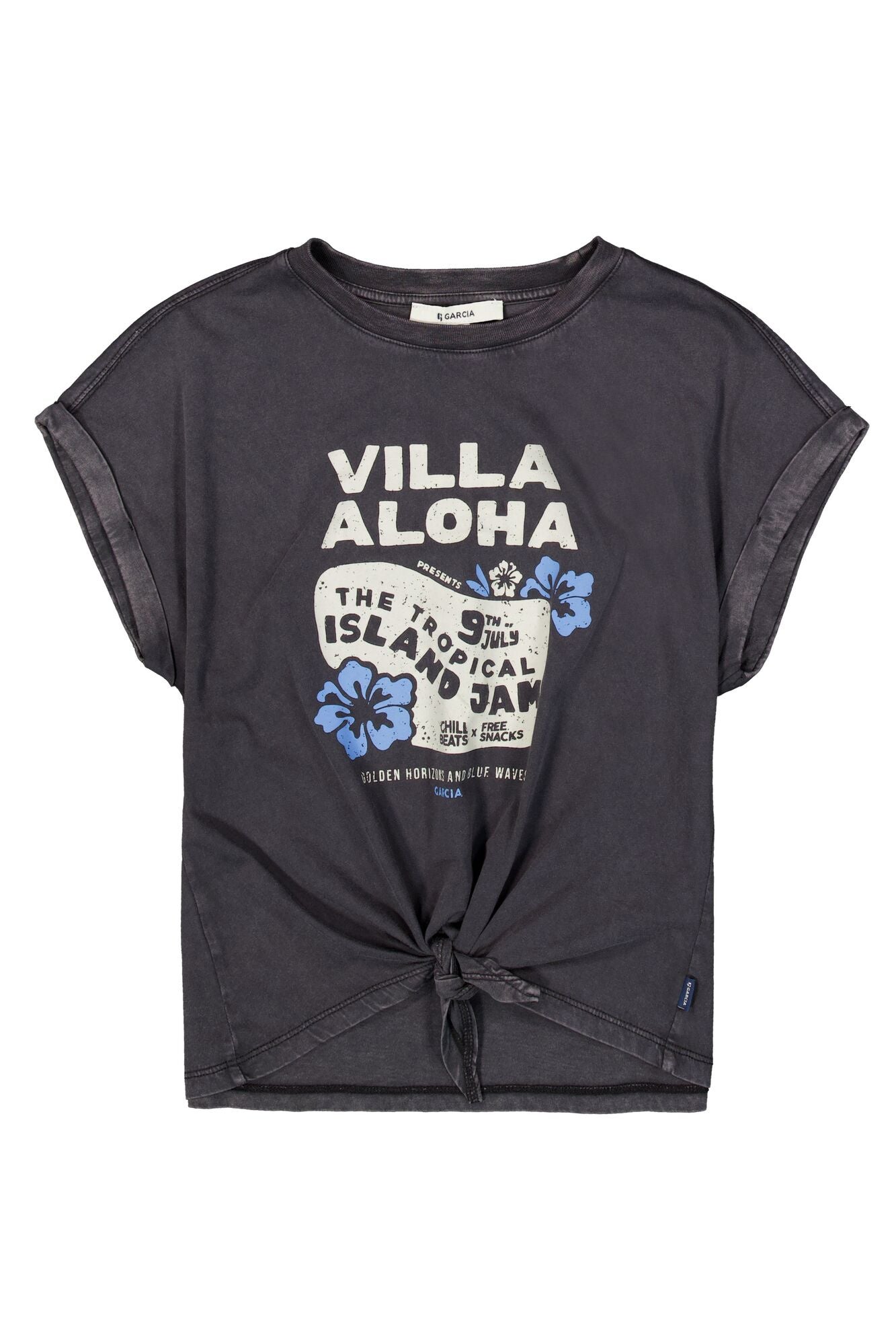 T-Shirt mit Knotendetail - 2884-dark grey - Grau