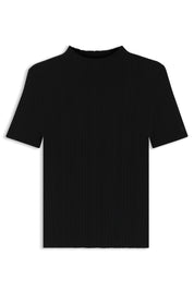 Strick-T-Shirt aus Viskosemix - 001-Black - Schwarz