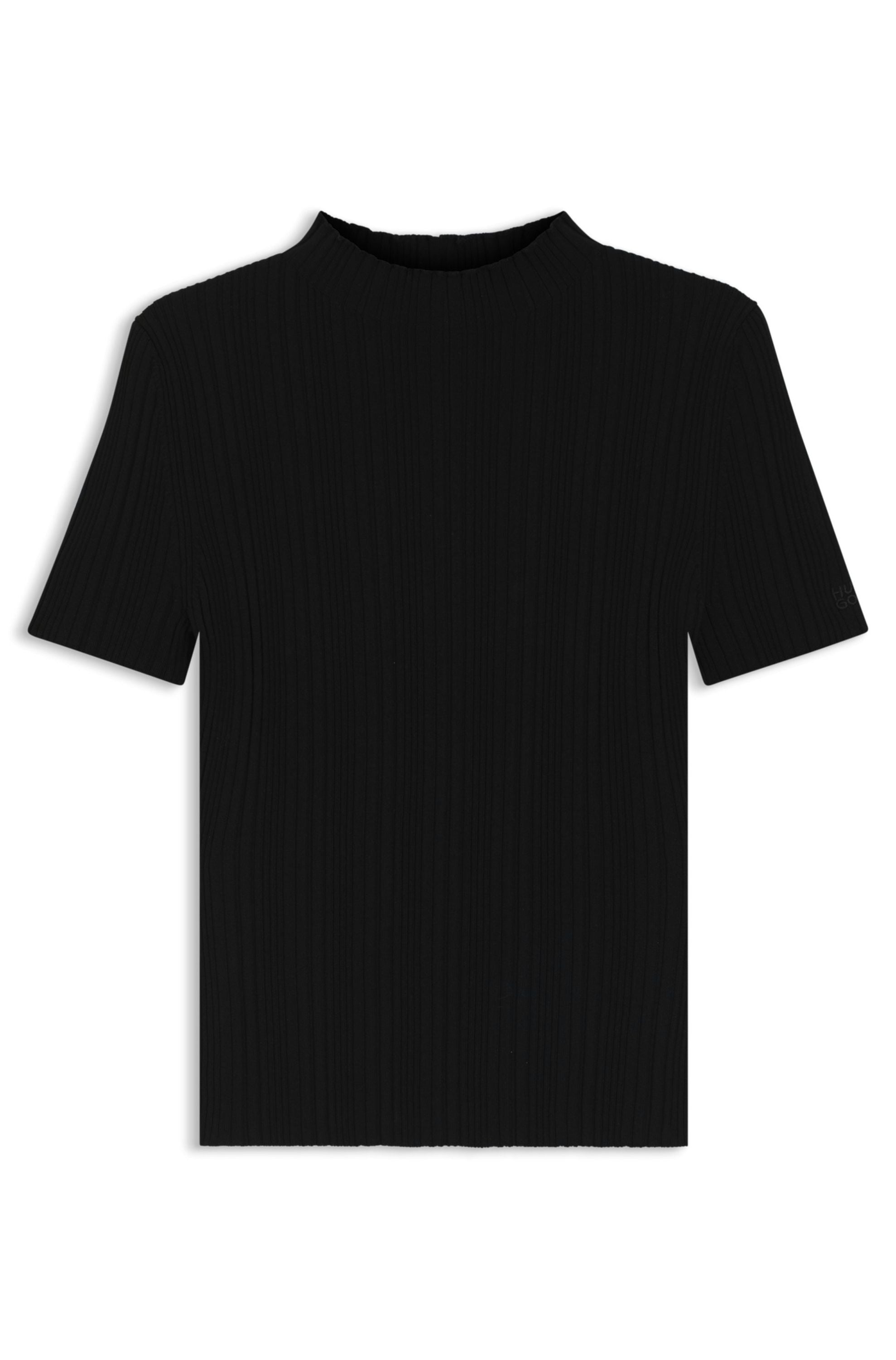 Strick-T-Shirt aus Viskosemix - 001-Black - Schwarz