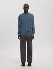 Strickpullover ANRRAGI aus Bio-Baumwolle - Dusty Blue/Washed - Blau