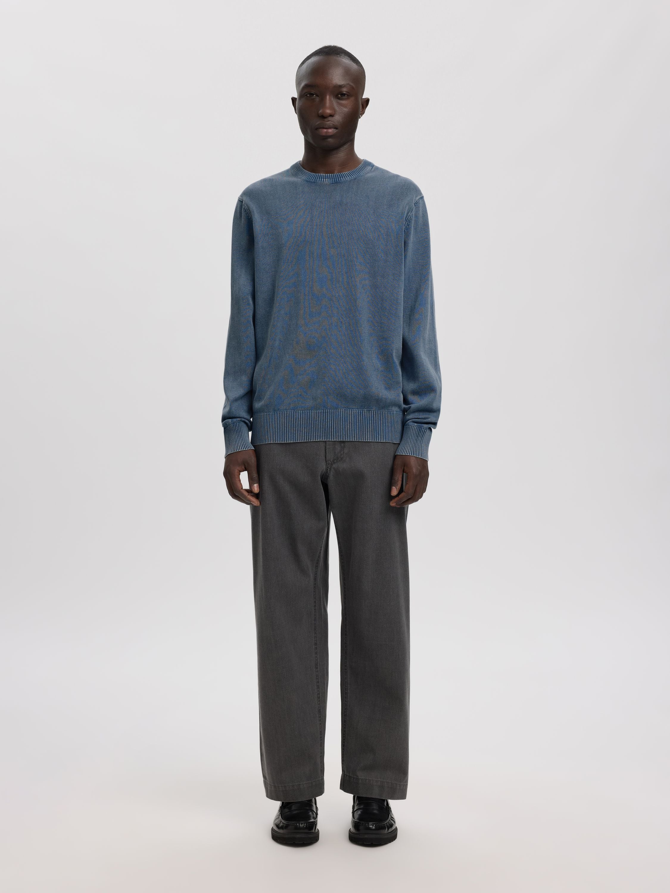 Strickpullover ANRRAGI aus Bio-Baumwolle - Dusty Blue/Washed - Blau