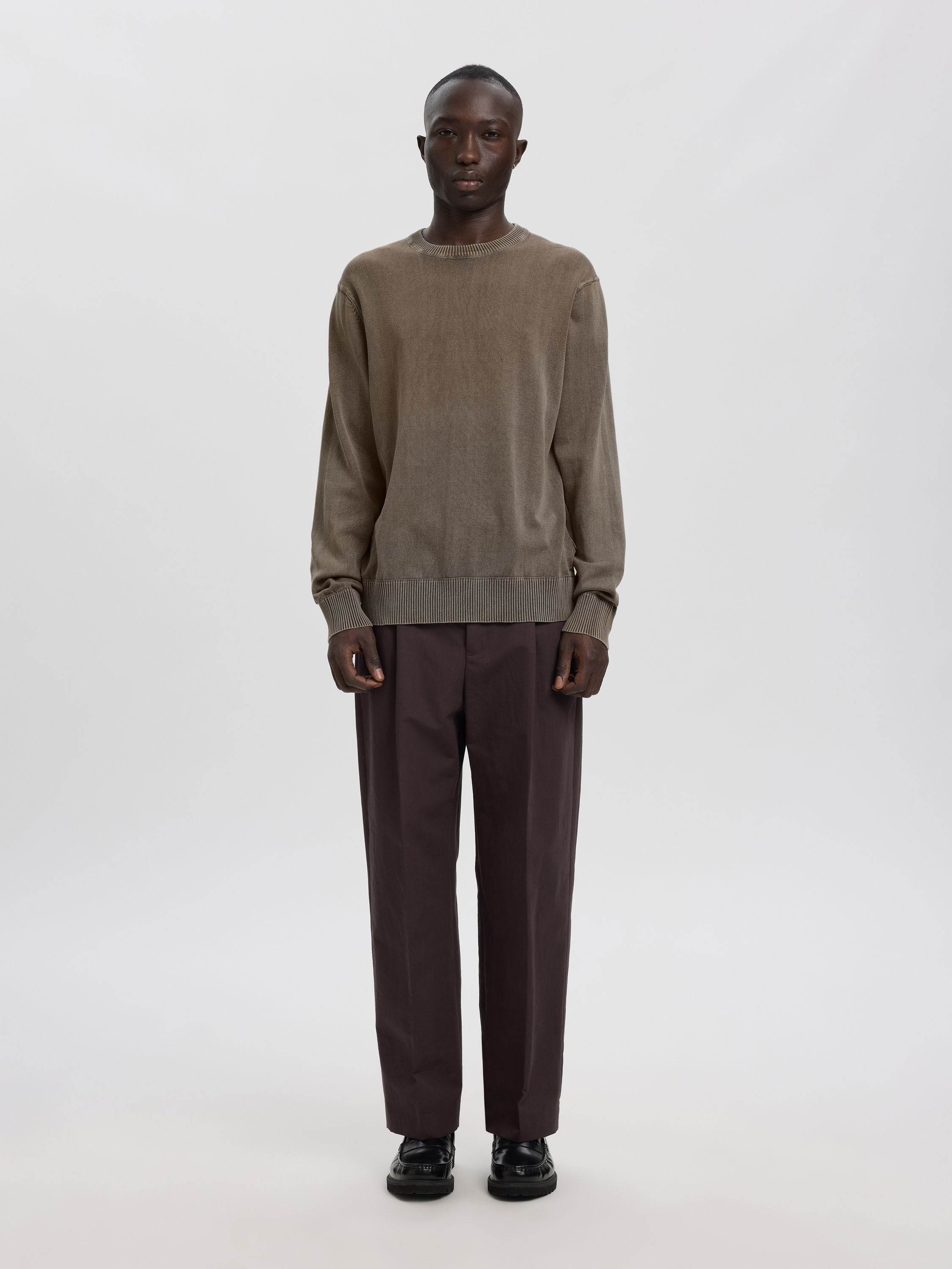 Strickpullover ANRRAGI aus Bio-Baumwolle - Dark Grey/Washed - Braun