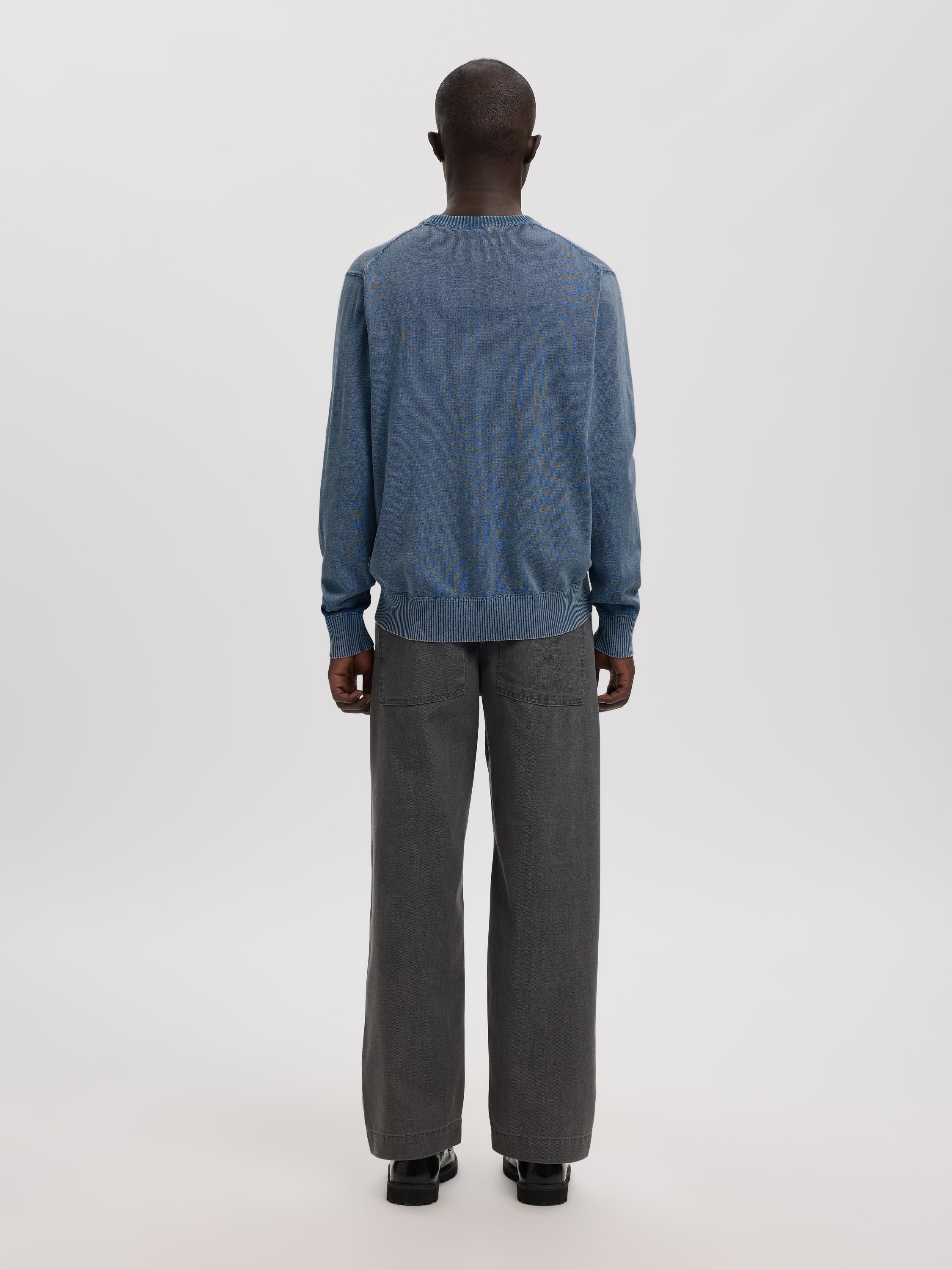 Strickpullover ANRRAGI aus Bio-Baumwolle - Dusty Blue/Washed - Blau