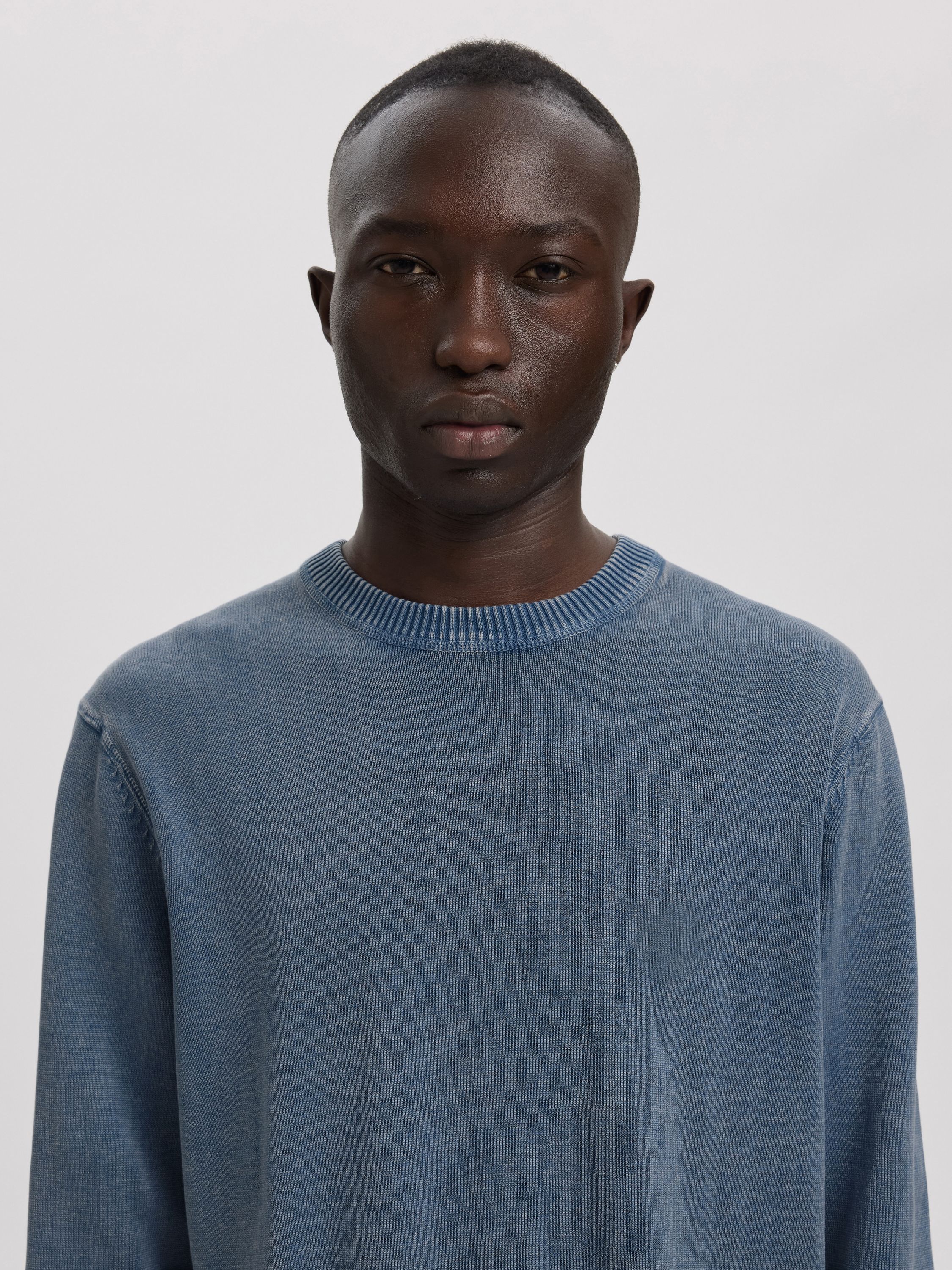 Strickpullover ANRRAGI aus Bio-Baumwolle - Dusty Blue/Washed - Blau