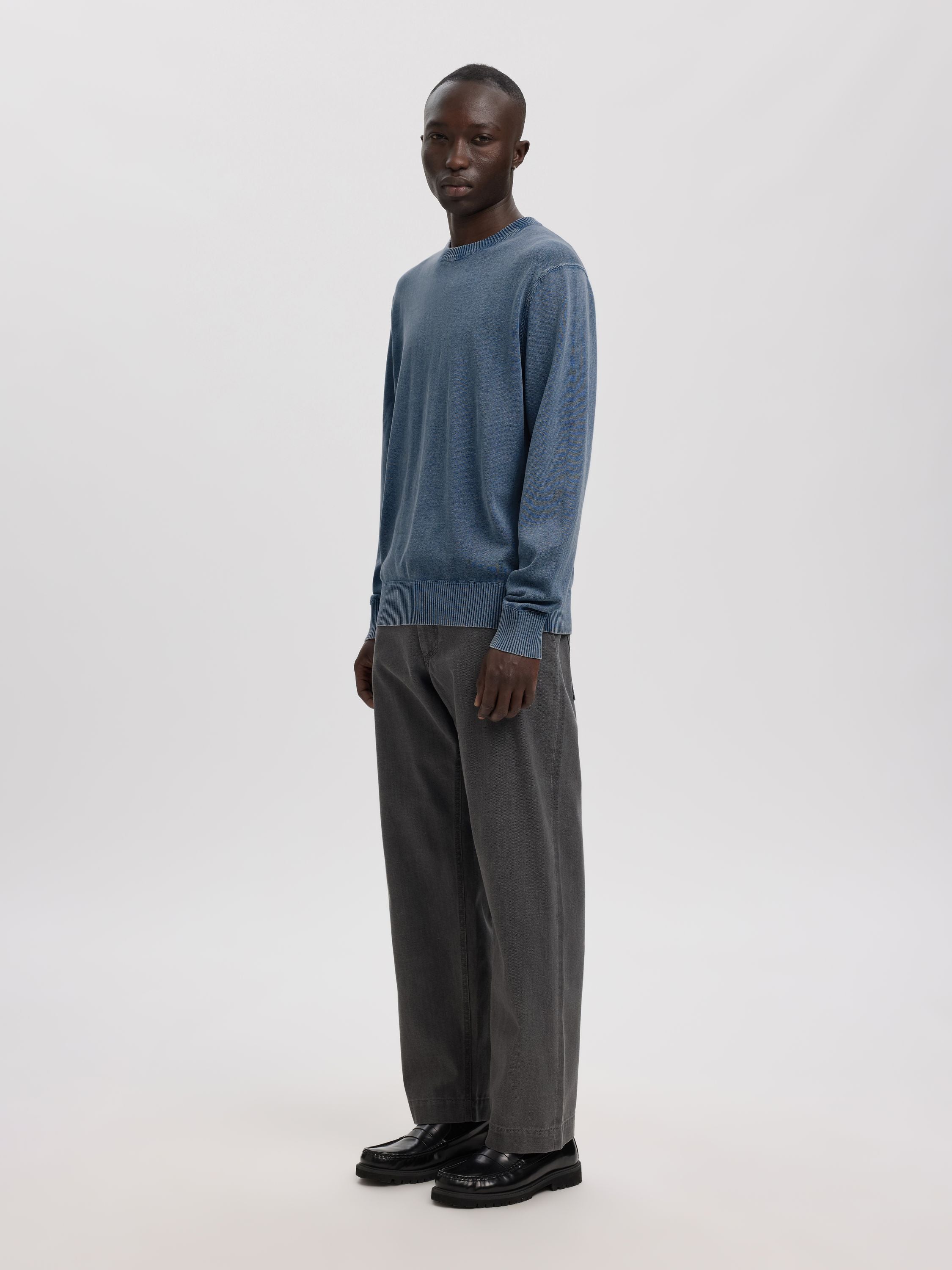 Strickpullover ANRRAGI aus Bio-Baumwolle - Dusty Blue/Washed - Blau