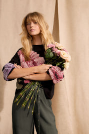 Strickpullover aus Baumwolle - 0993-black red - Schwarz