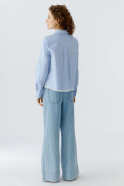 Bluse kariert aus Baumwollemix - 0541-blue white - Blau