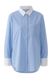 Hemdbluse aus Baumwollmix - 0521-lt blue white - Blau