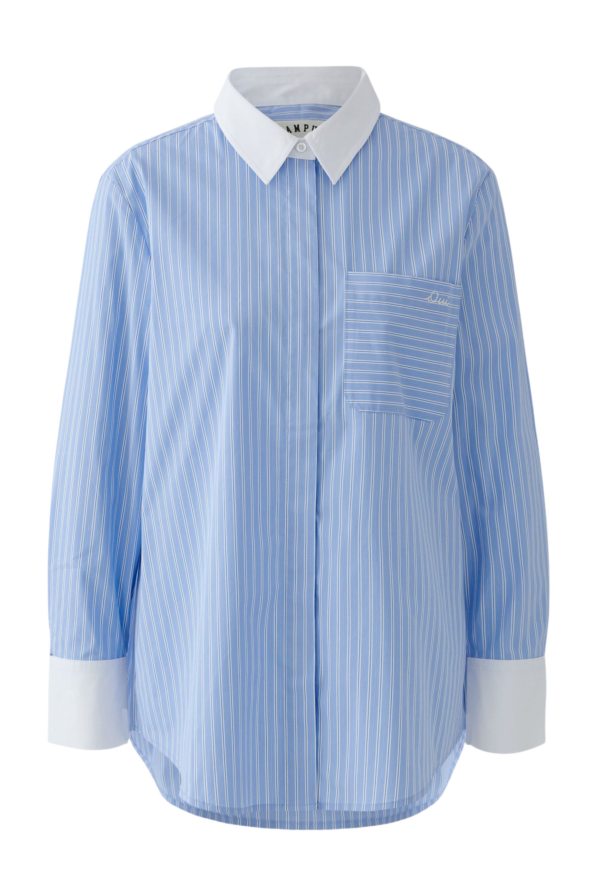 Hemdbluse aus Baumwollmix - 0521-lt blue white - Blau