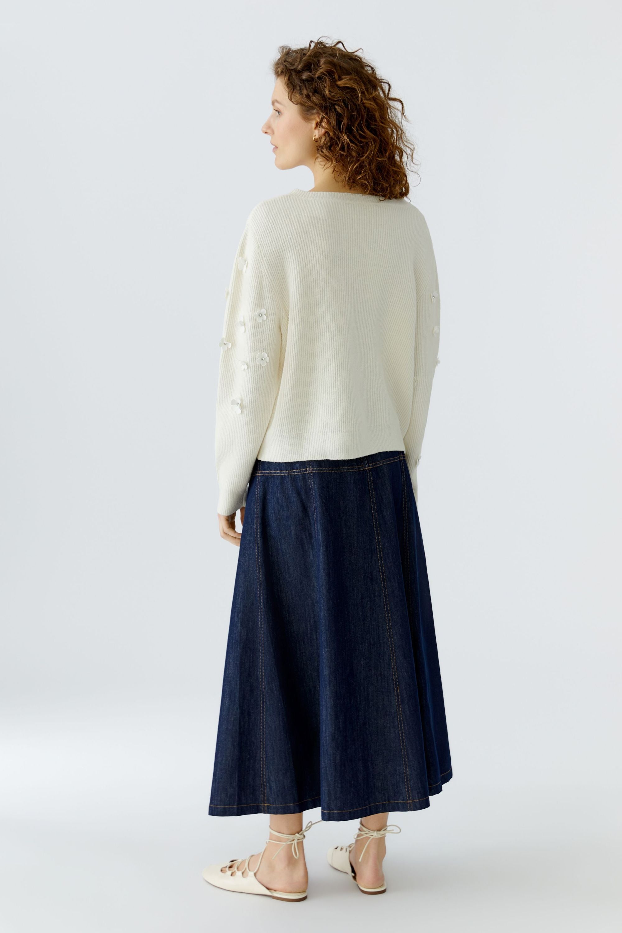 Strickpullover aus Baumwollmix - 1018-gardenia - Creme