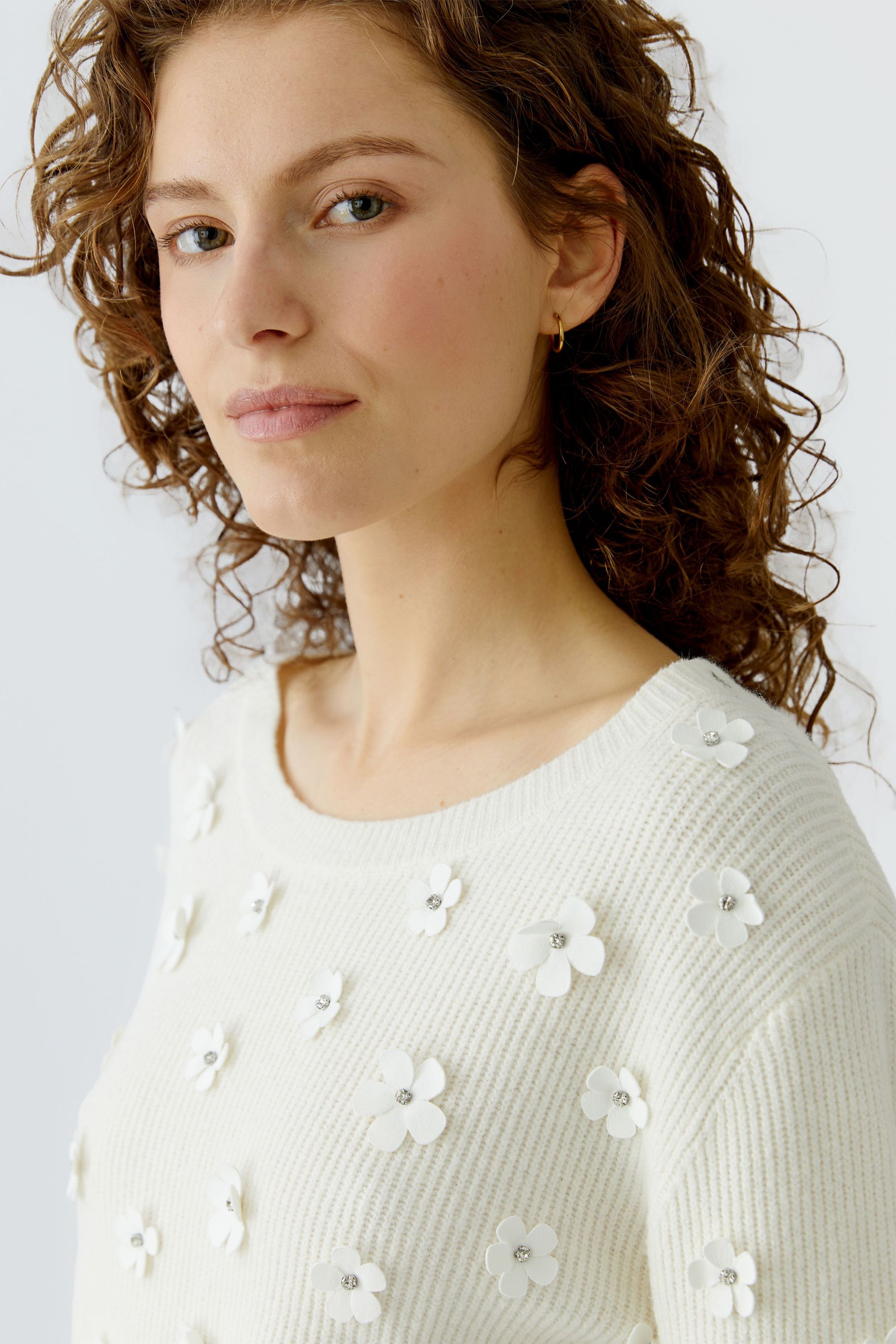 Strickpullover aus Baumwollmix - 1018-gardenia - Creme