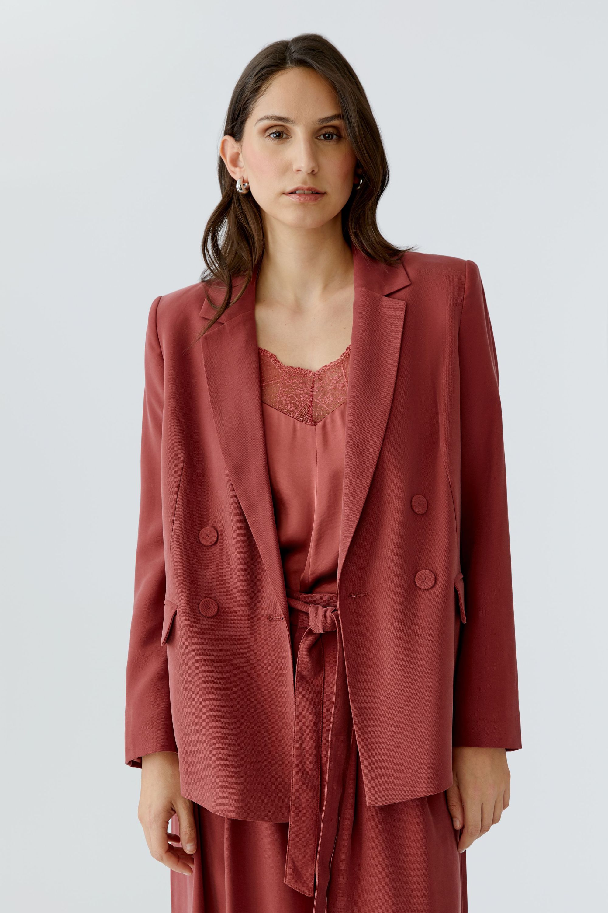 Blazer aus fließender Viskose-Mischung - 3760-red pear - Rot
