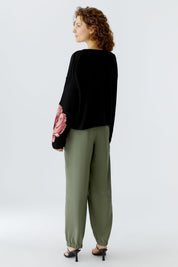 Strickpullover aus Baumwolle - 0993-black red - Schwarz