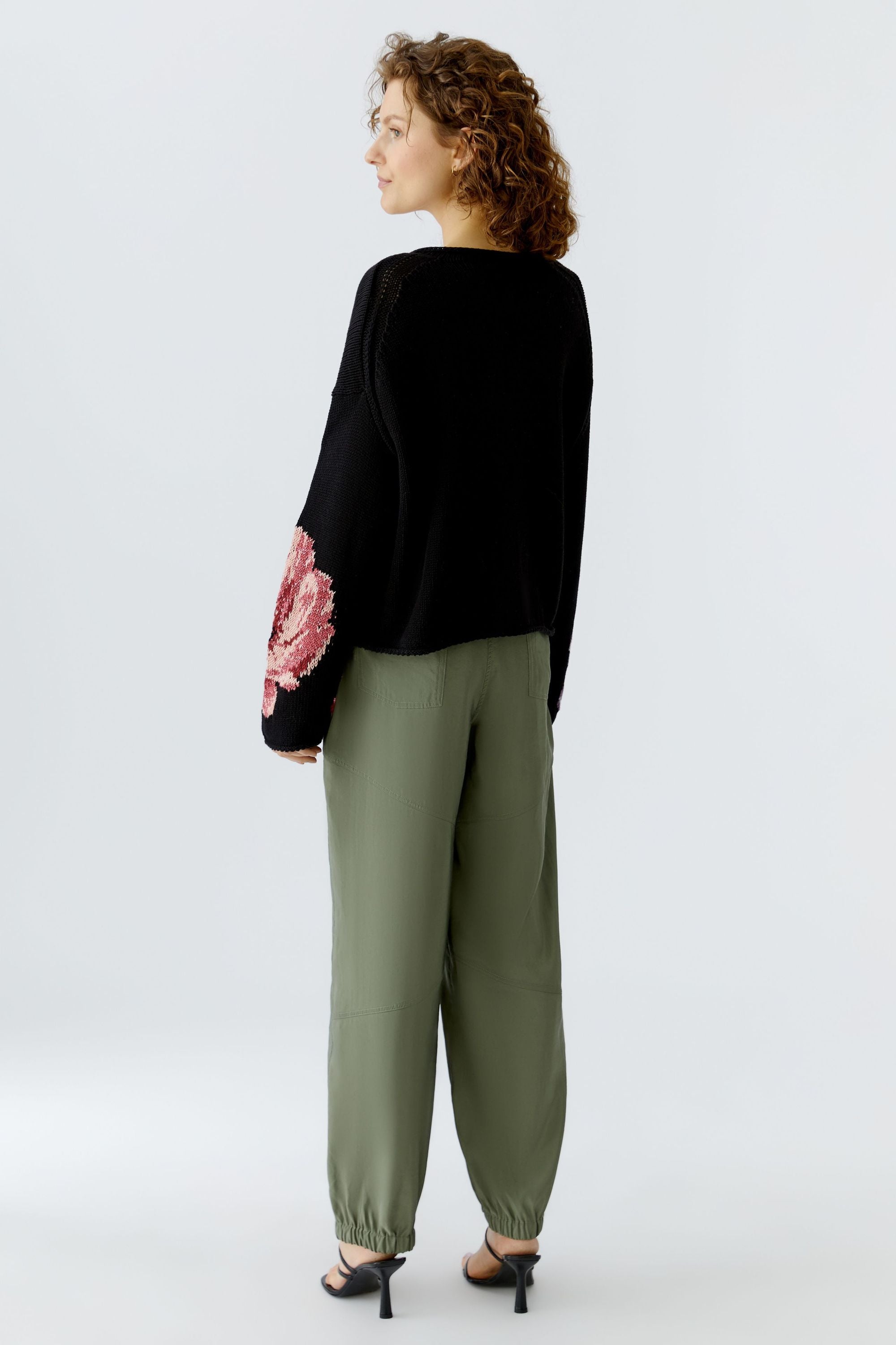 Strickpullover aus Baumwolle - 0993-black red - Schwarz