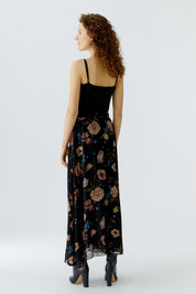 Chiffonrock Midi floral - 0993-black red - Schwarz