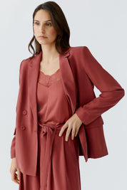 Blazer aus fließender Viskose-Mischung - 3760-red pear - Rot