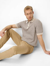 Strickpoloshirt PASCAL aus Baumwollmix - 37-herb - Beige