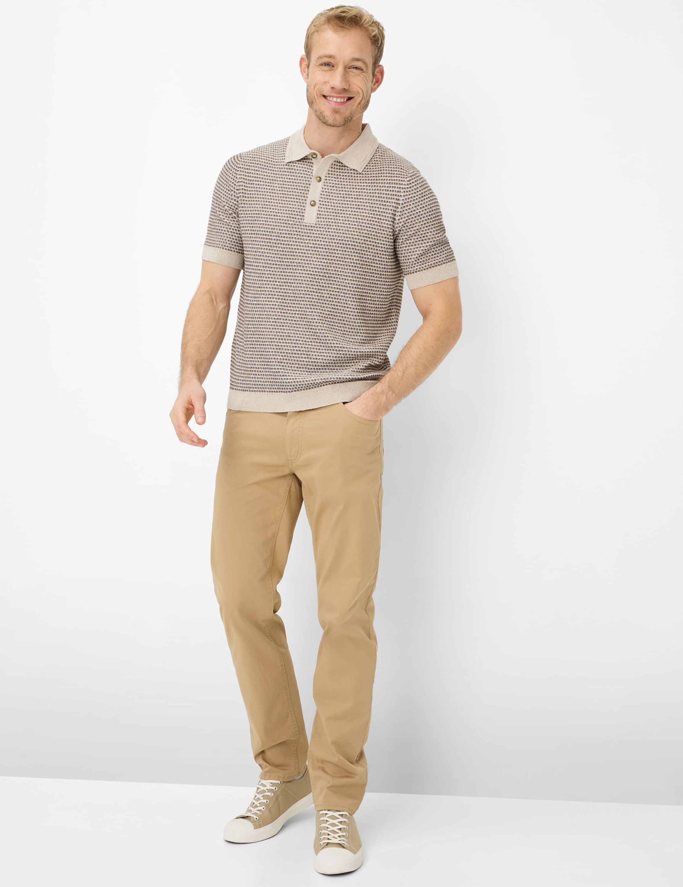Strickpoloshirt PASCAL aus Baumwollmix - 37-herb - Beige