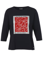 T-Shirt aus Baumwollmix - 803-marine multicolor - Blau