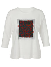 T-Shirt aus Baumwollmix - 953-ecru multicolor - Weiß