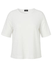T-Shirt strukturiert mit Rundhalsausschnitt - 950-ecru - Weiß