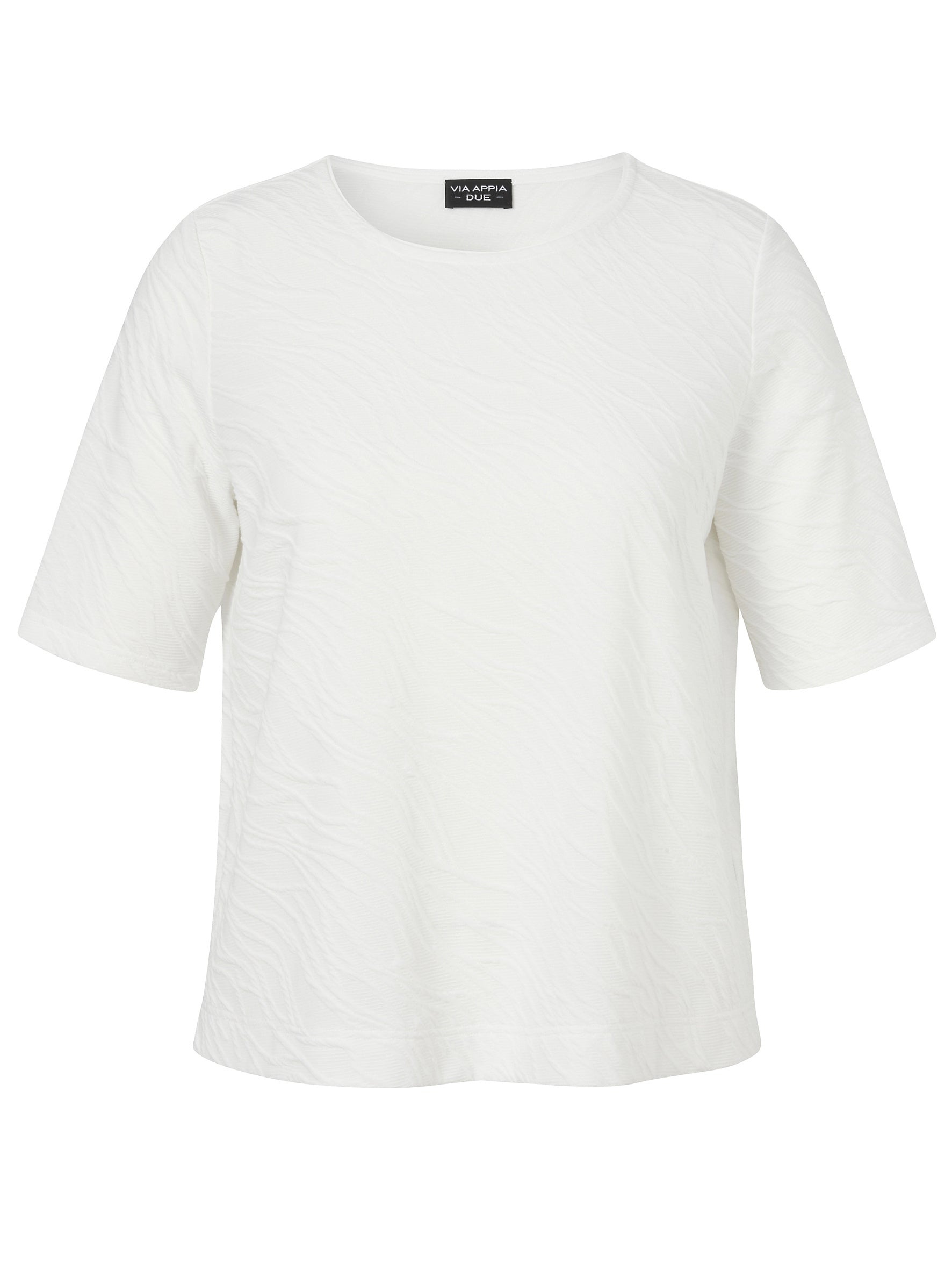 T-Shirt strukturiert mit Rundhalsausschnitt - 950-ecru - Weiß