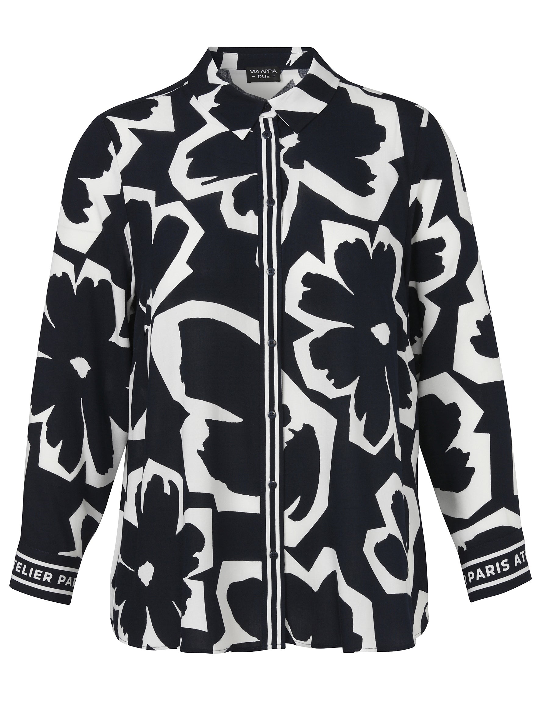 Bluse gemustert aus Viskose - 800950-marine / ecru - Blau