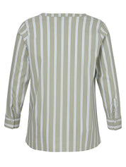 Bluse gestreift aus Baumwollmix - 533-salbei multicolor - Grün | Mehrfarbig