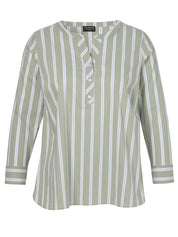 Bluse gestreift aus Baumwollmix - 533-salbei multicolor - Grün | Mehrfarbig