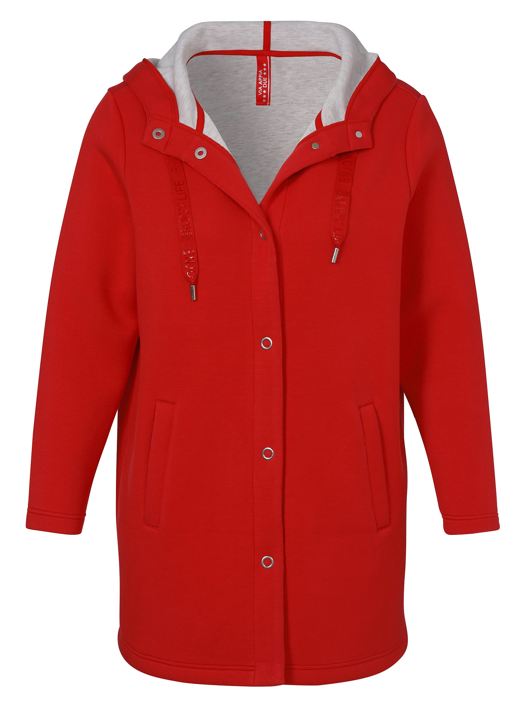 Sweatjacke mit Kapuze - 350171-rot / silber mel - Rot