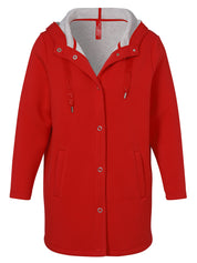 Sweatjacke mit Kapuze - 350171-rot / silber mel - Rot