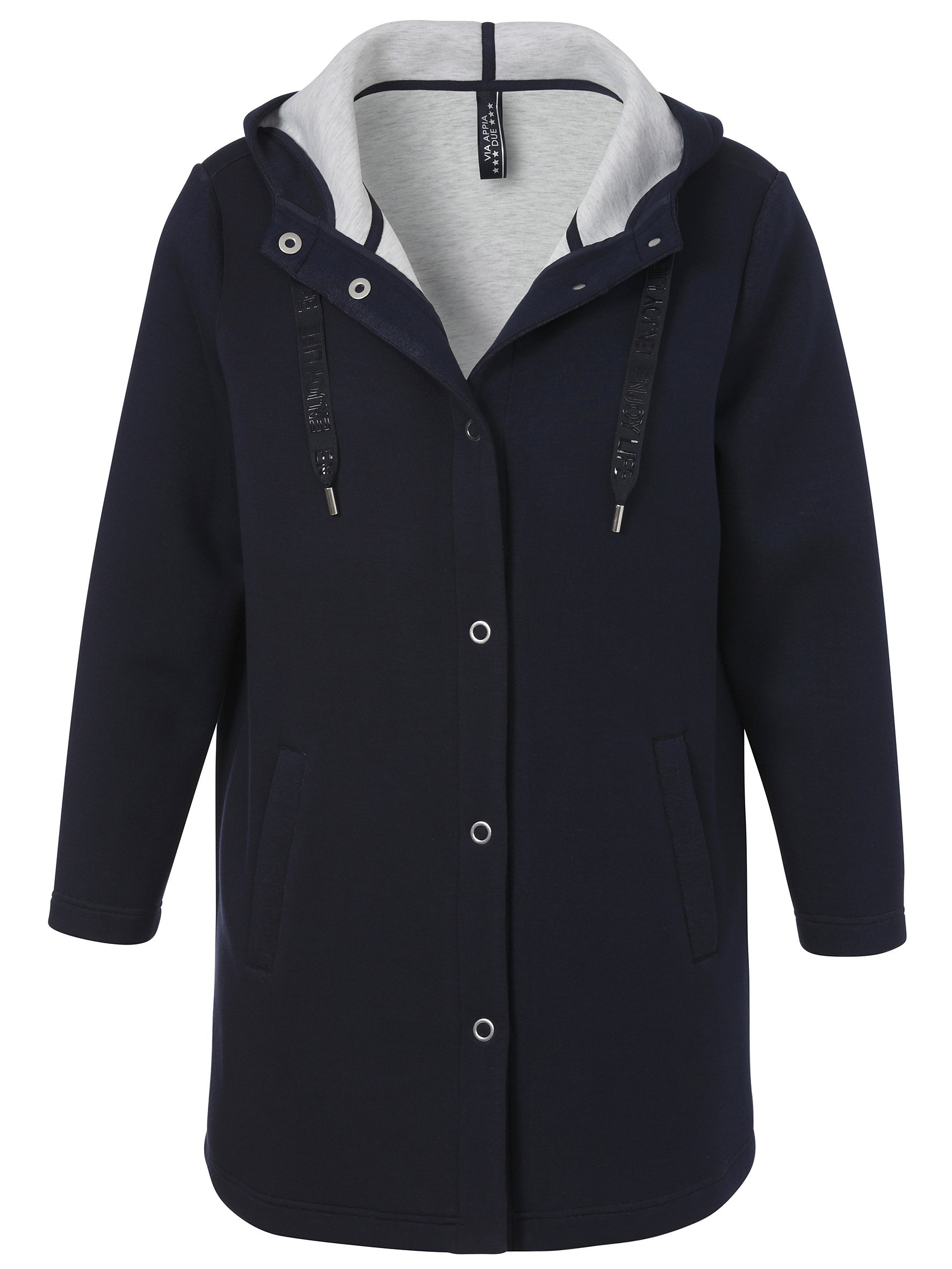Sweatjacke mit Kapuze - 800171-marine / silber mel - Blau