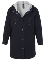 Sweatjacke mit Kapuze - 800171-marine / silber mel - Blau