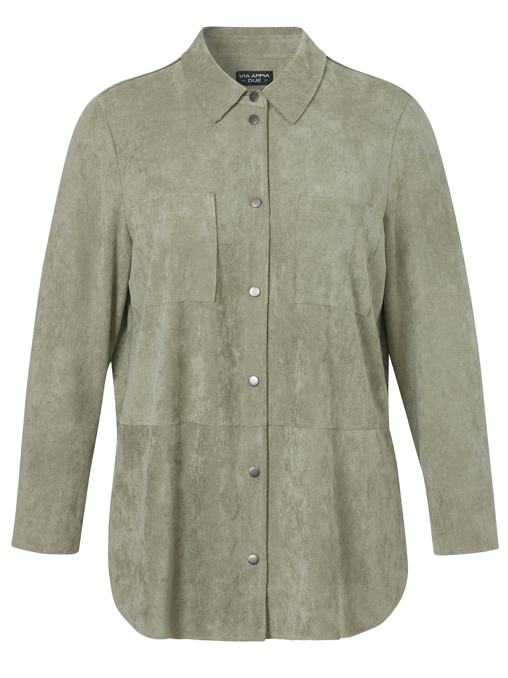 Bluse aus Velours - 530-salbei - Grün