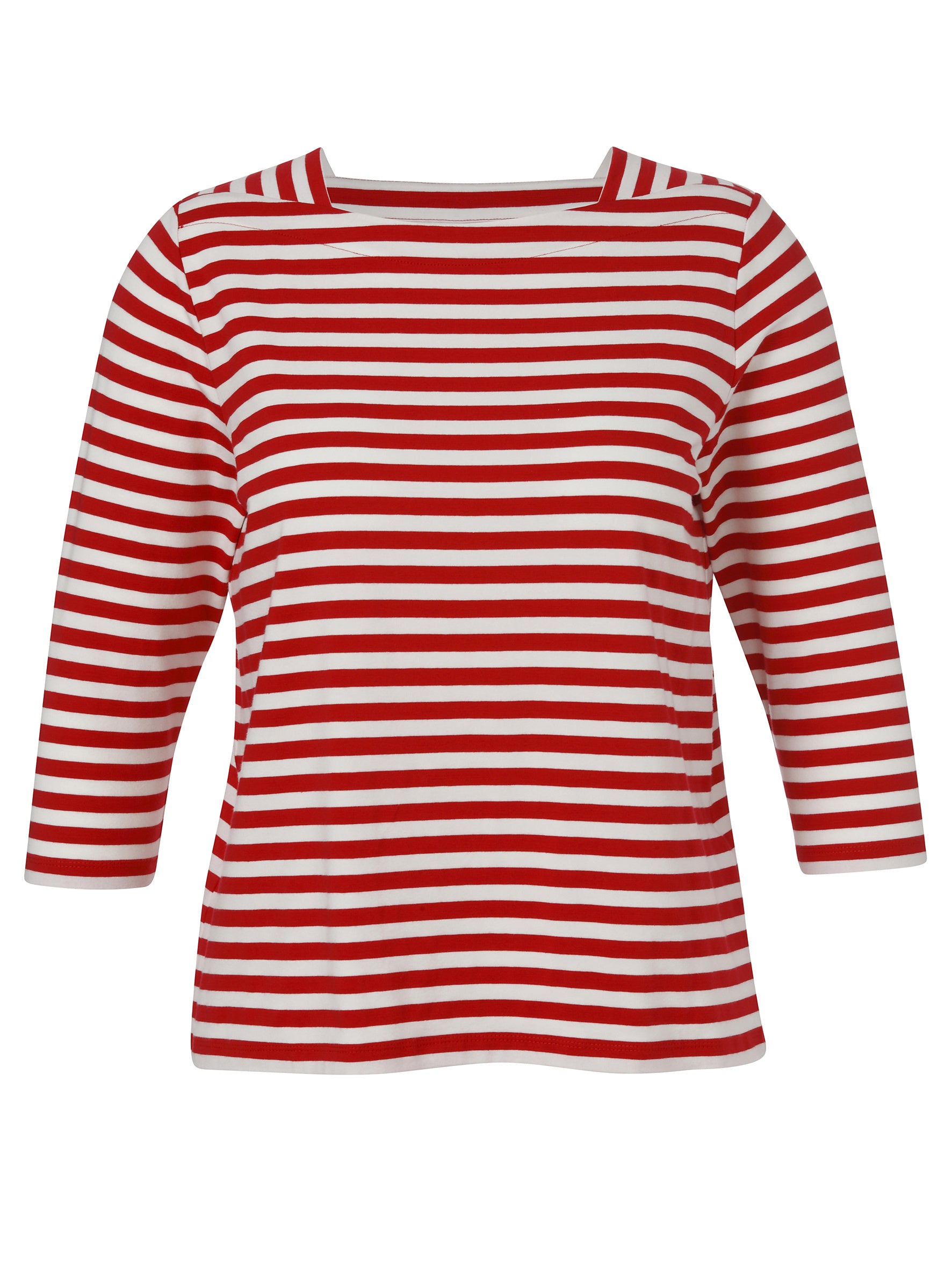 T-Shirt aus Baumwollmix - 350950-rot / ecru - Rot