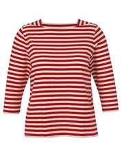 T-Shirt aus Baumwollmix - 350950-rot / ecru - Rot