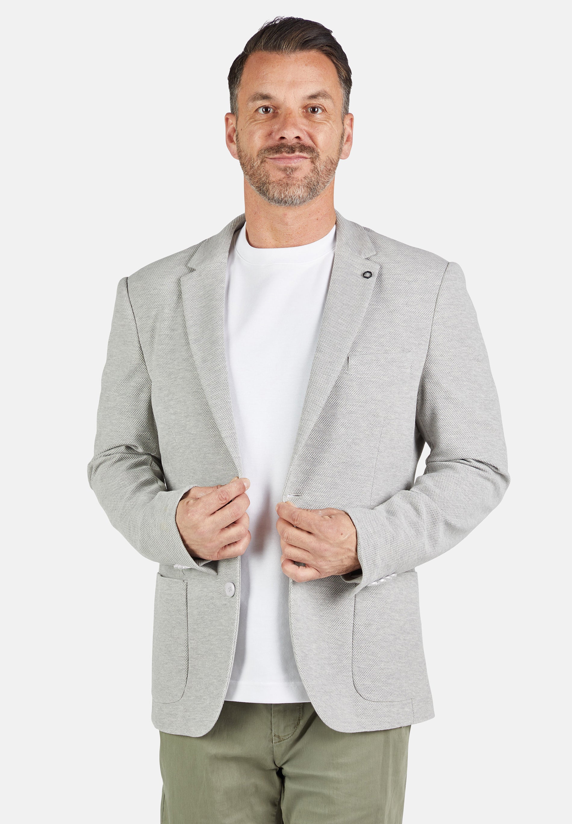 Sakko meliert mit aufgesetzten Taschen - 10 - Grau