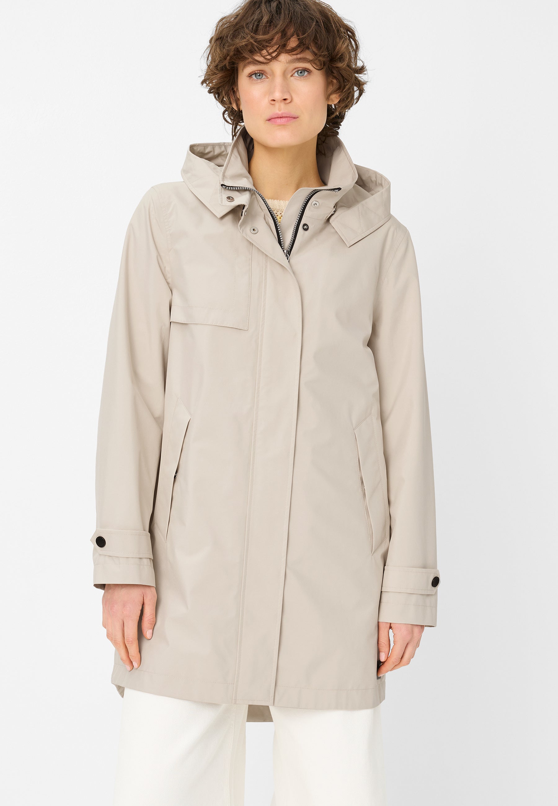 Regenmantel mit Kapuze - 0120 - Beige