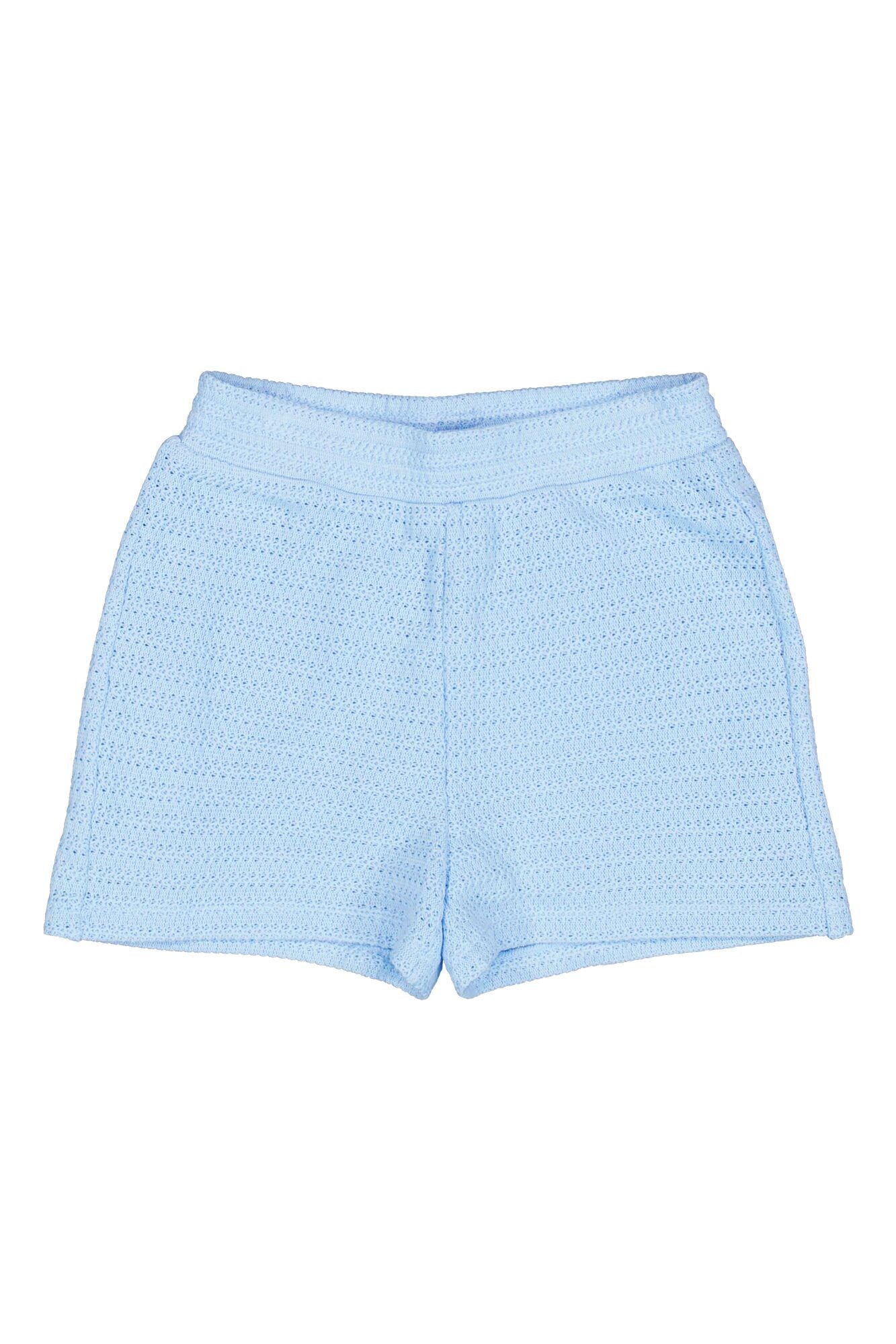 Strick-Shorts aus Baumwollmix - 2725-powder blue - Blau