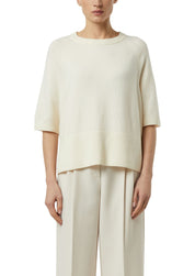 Strick-T-Shirt aus Baumwolle - 0403-WHITE - Creme