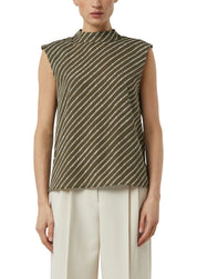 Chiffon-Bluse mit Stehkragen - 79A1-GREEN - Grün